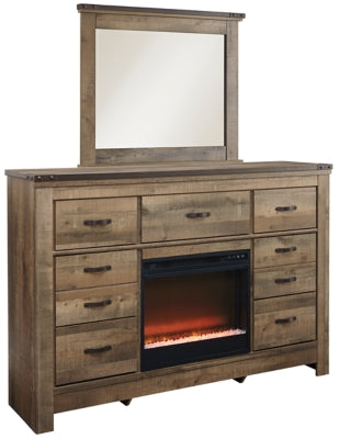 Dresser and Mirror with Fireplace