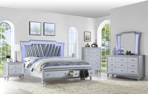 4pc Silver led Bedroom set