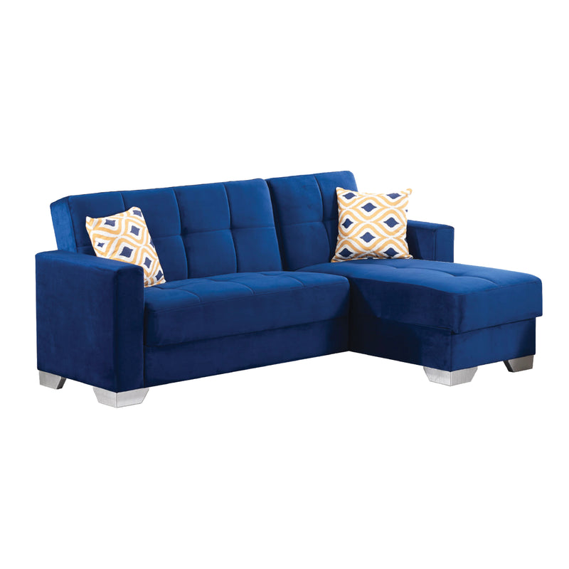 Vermont 84 in. W 2-Piece Soft Touch Microfiber Upholstery Reversible Sectional Sofa with Chaise in Blue
